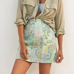 Anthropologie Pilcro Patchwork Denim Mini Skirt